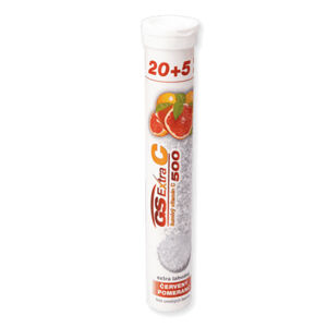 GS Extra C 500 mg  červený pomaranč šumivé tablety 20 +5 ks