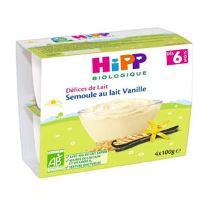 Hipp BIO mliečny dezert krupicový s Vanilkou Bourbon 4x100g