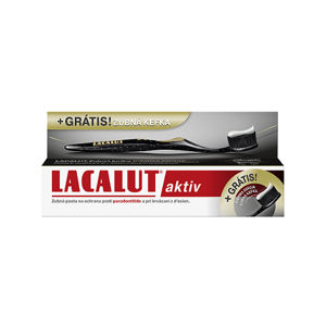 Lacalut Aktiv zubná pasta proti paradontitíde 75 ml + čierna kefka 1ks